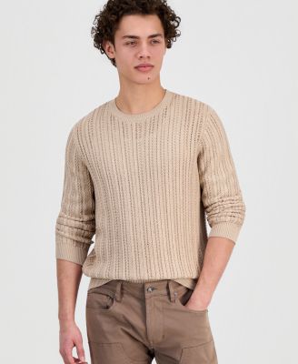 GUESS - Men's Herringbone-Texture Crewneck Sweater
