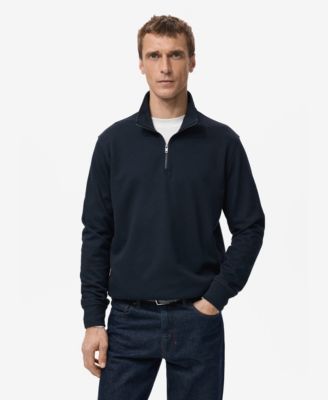 MANGO - Men's Regular-Fit Zipper-Neck Sweatshirt