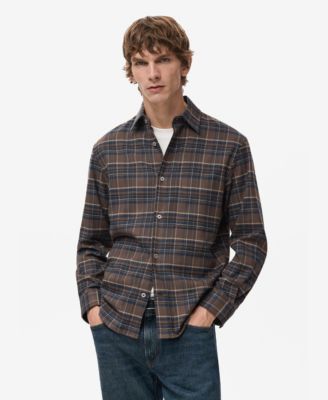 MANGO - Men's Cotton Flannel Checkered Shirt