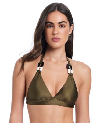 Red Carter - Women's Shine Solids V-Neck Halter Swim Top