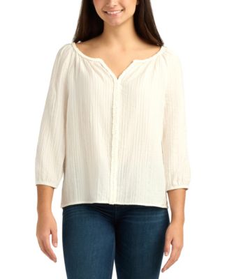 BCX - Women's Textured Scoop Neck Peasant Top