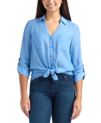 BCX - Women's Textured Collared Button-Up Shirt