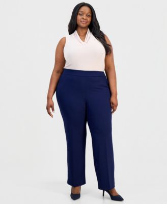 Plus Size Straight-Leg Pull-On Pants image
