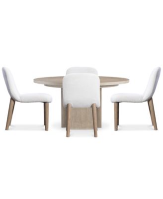 Loggia 5-Pc. Wood Round Table and Side Chairs Upholstered Dining Set image