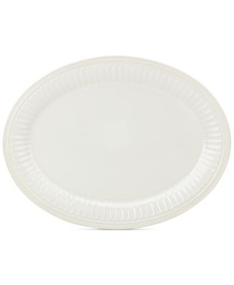 French Perle Groove Collection 16" White Oval Platter image