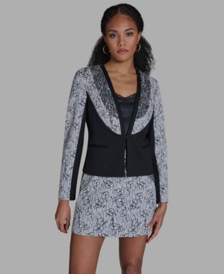 BCBG - Women's V-Neck Printed Wrap Jacket
