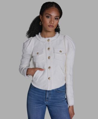 BCBG - Women's Crewneck Button-Front Tweed Jacket