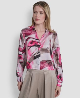 DKNY - Women's Button-Down Abstract Print Shirt