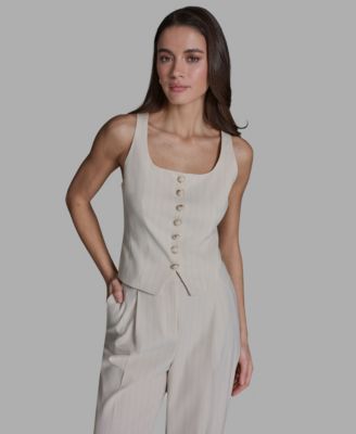 BCBG - Women's Pinstripe Button-Front Vest