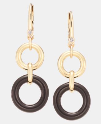 DKNY - Jet Ring Open Double Drop Earrings