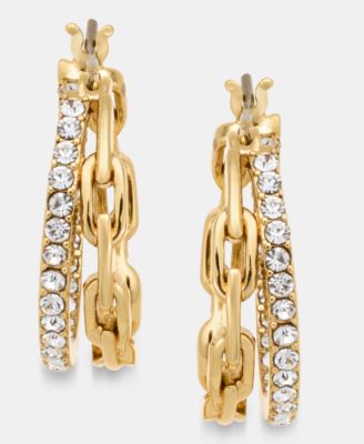 KARL LAGERFELD PARIS - Chain Pave Split Hoop Earrings