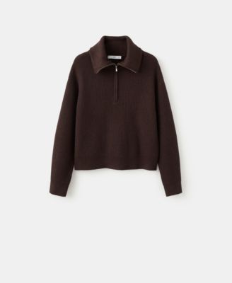 MANGO - Women's Contrasting Zipper Collar Sweater
