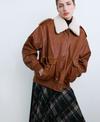 MANGO - Women's Fleece Collar Jacket