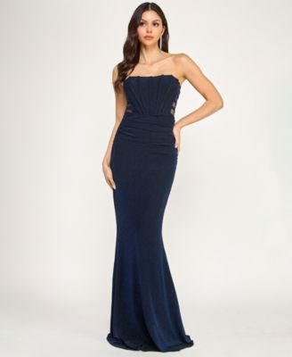 City Studios - Women's Glitter Knit Strapless Gown
