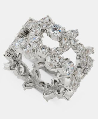 Givenchy - Silver-Tone Statement Drama Cubic Zirconia Two-Row Ring