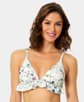 CeCe - Women's Triangle Ruffle Over The Shoulder Bikini Top
