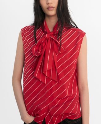 MANGO - Women's Scarf Striped Blouse