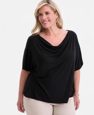 JM Collection - Plus Size Cowl-Neck Flutter-Sleeve Top