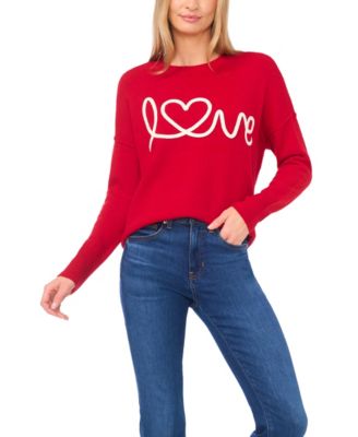 CeCe - Women's Cursive Love Embroidered Sweater