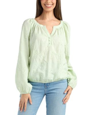 BCX - Women's Embroidered Long-Sleeve Top