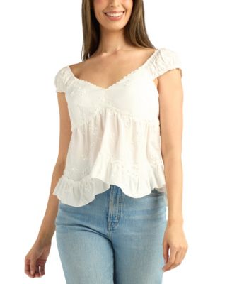 BCX - Women's Embroidered V-Neck Top