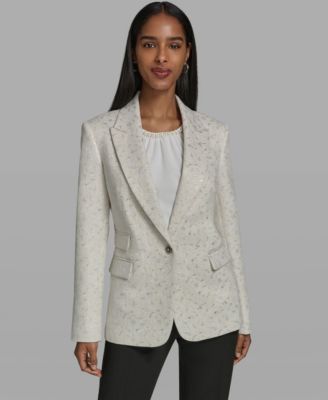 KARL LAGERFELD PARIS - Women's Button-Front Collared Woven Jacket