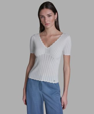 BCBG - Women's V-Neck Short-Sleeve Top