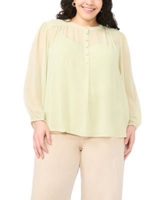 Vince Camuto - Plus Size Half Placket Shirred Yoke Blouse