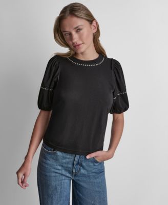 DKNY Jeans - Women's Dome Studs Mini Sleeve T-Shirt