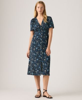 Levi's - Plus Size V-Neck Button-Front A-Line Midi Dress
