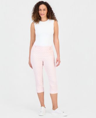 JM Collection - Petite Rivet-Trim Pull-On Capri Pants