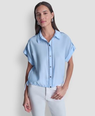 DKNY - Women's Short-Sleeve Button-Down Blouse