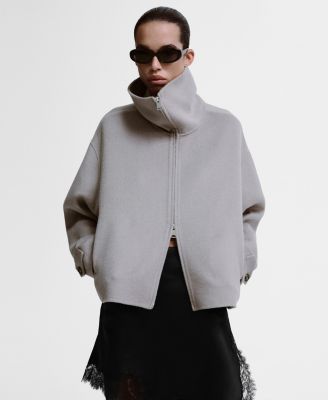 MANGO - Women's Wool Funnel-Neck Jacket