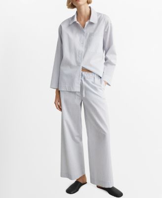 MANGO - Women's Cotton Striped Pajama Pants