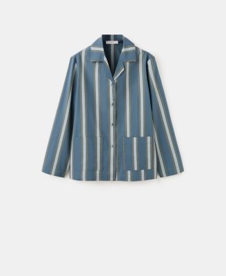 MANGO - Women's Long Sleeve Striped Pajama Top