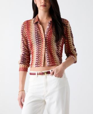 GUESS - Women's Izzy Collared Long-Sleeve Top