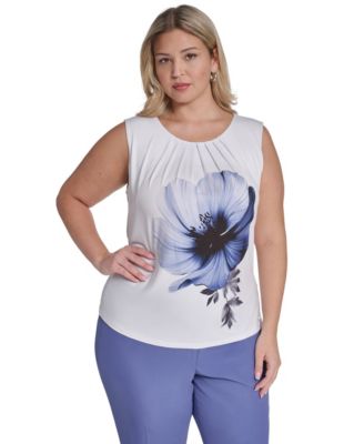 Calvin Klein - Plus Size Printed Pleated Camisole Top