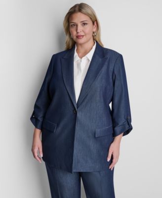 DKNY - Plus Size Long-Sleeve 1 Button Roll Cuff Jacket