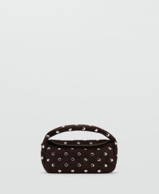 MANGO - Women's Suede Leather Studded Handbag