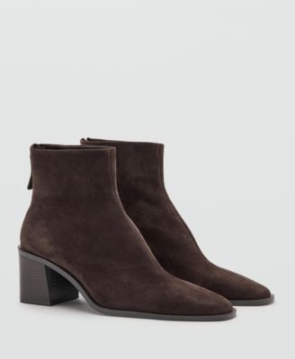 MANGO - Women's Suede Block-Heel Boots