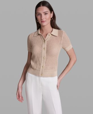 BCBG - Women's Short-Sleeve Button Front Collared Polo Top