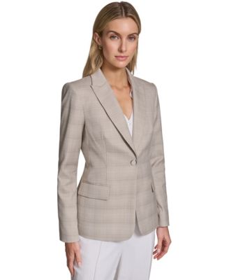 Calvin Klein - Petite Plaid Notch Collar Jacket