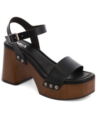 MIA - Women's Electrah Flared Ankle-Strap Square-Toe Platform Casual Sandals