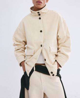 MANGO - Women's Stand-Up Collar Denim Parka