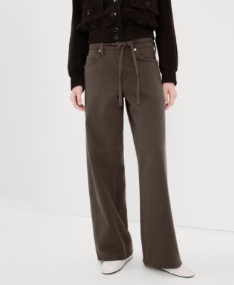 MANGO - Women's Drawstring Wide-Leg Jeans