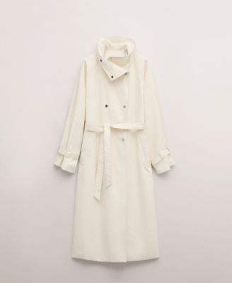 MANGO - Women's Oversized Funnel-Neck Belt Trench Coat