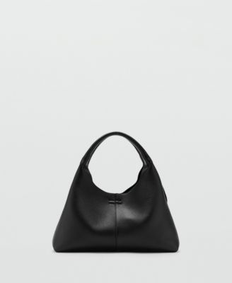 MANGO - Women's Stitching Detail Leather Shoulder Bag