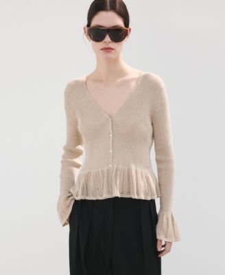 MANGO - Women's Ruffle Knit Cardigan