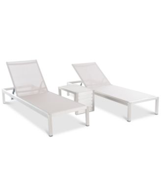 Noble House - Greyson Outdoor Chaise Lounge & Small End Table 3-Pc. Set, Quick Ship
