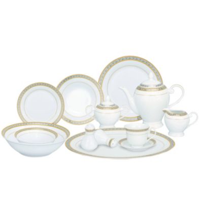 Lorren Home Trends - 57 Piece Porcelain Dinnerware Set, Service for 8